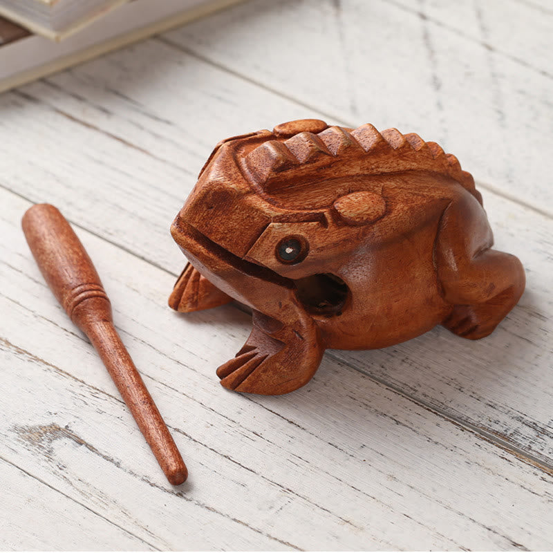 Buddha Stones hechas a mano FengShui, rana de la suerte y la riqueza, Mini rana croadora de madera, decoración Guiro