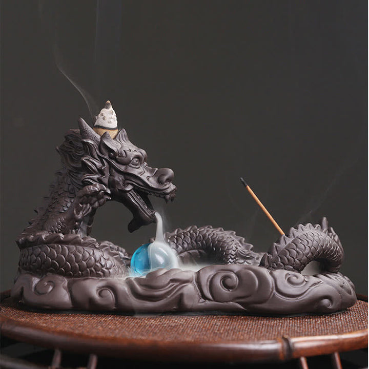Decoración del quemador de incienso con protección de flores de Dragon Playing Ball