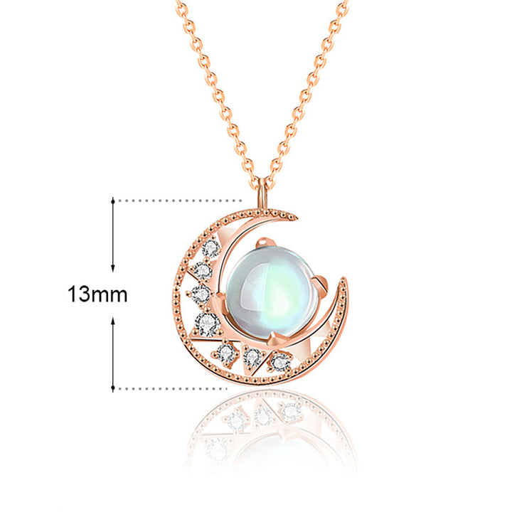 Colgante de collar de amor con diseño de luna de piedra lunar de plata de ley 925 con Buddha Stones
