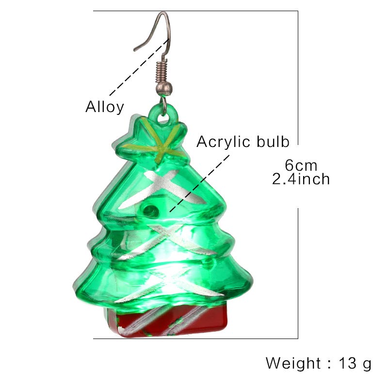 Pendientes luminosos de alce de árbol de Papá Noel de Navidad LED