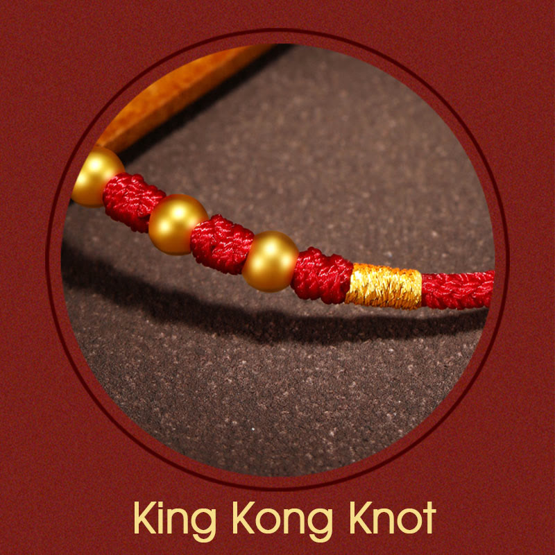 Pulsera de protección trenzada hecha a mano con nudo King Kong de la suerte con cuentas de oro 999 de piedras de Buddha Stones