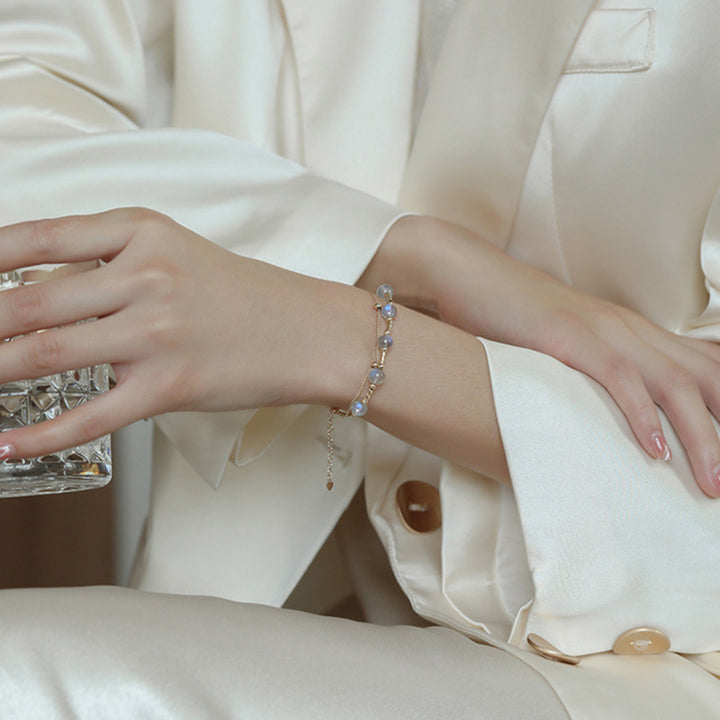 Pulsera de cadena con encanto positivo de piedra lunar