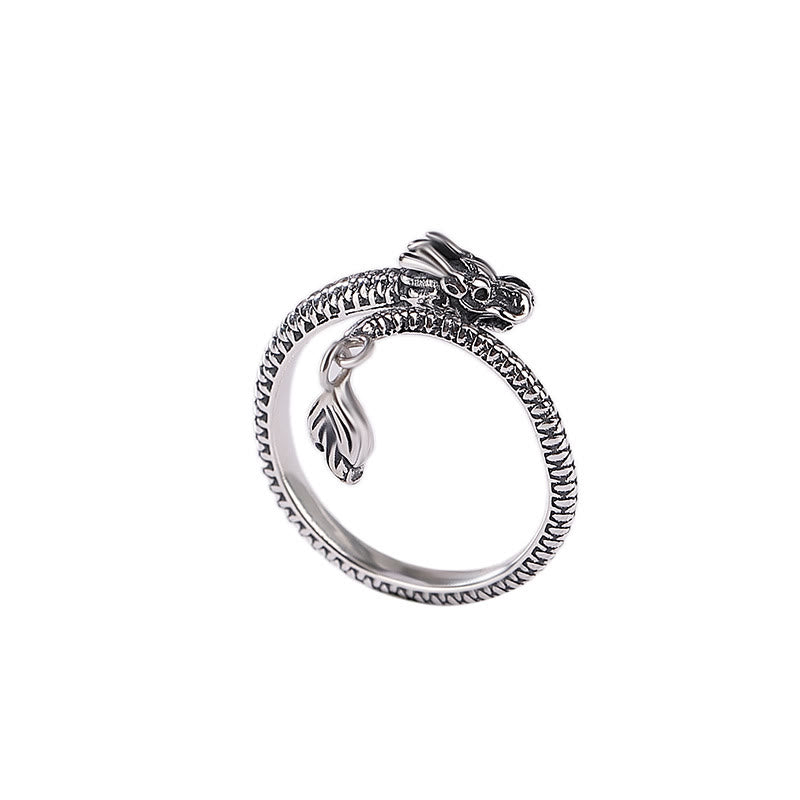 Anillo ajustable de plata de ley 925 con Buddha Stones , diseño vintage del Año del Dragón, protección de la suerte - image 23