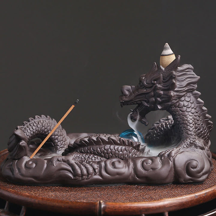 Decoración del quemador de incienso con protección de flores de Dragon Playing Ball