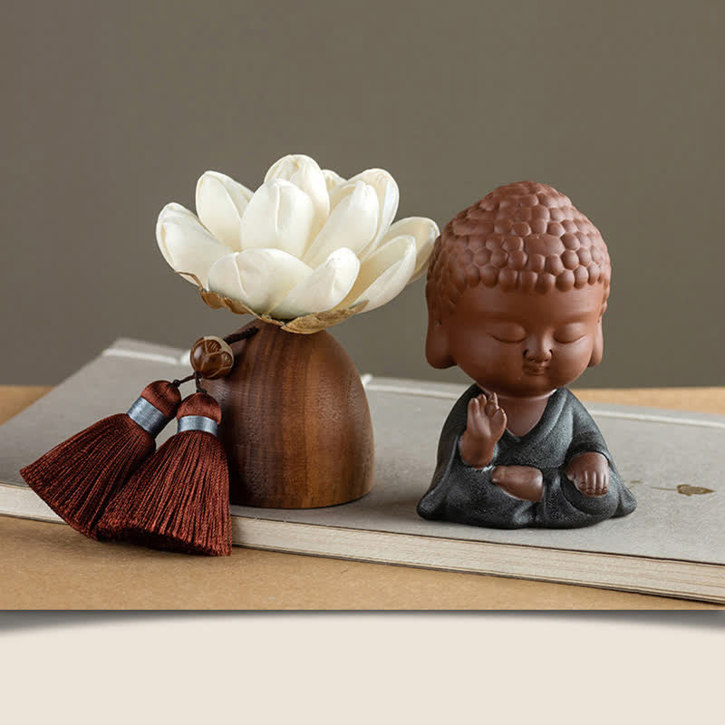 Decoraciones de cura calmante de flor de Buda de madera de melocotón negro
