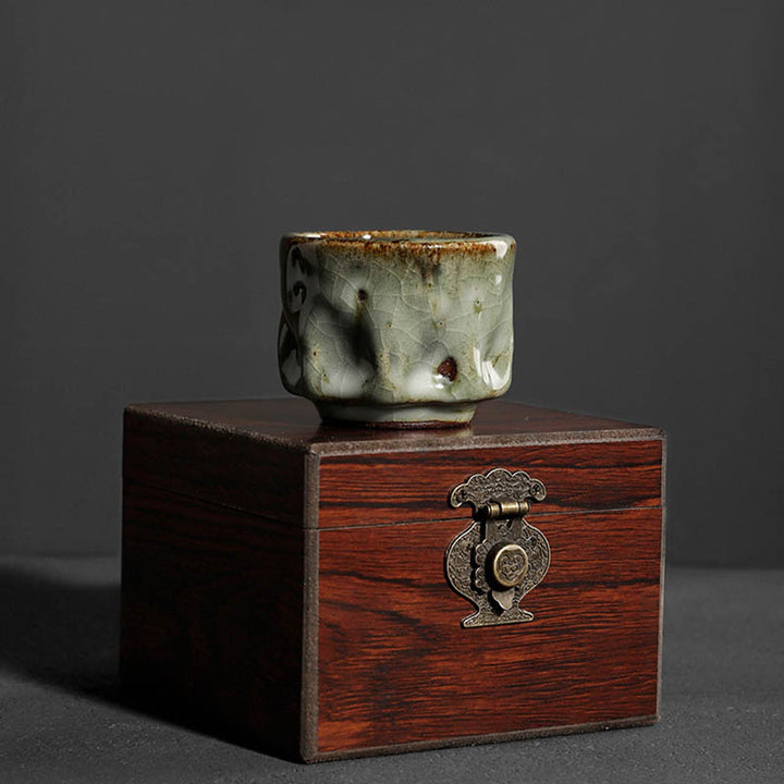 Buddha Stones hechas a mano, textura de hielo agrietada Simple, taza de té de cerámica china Jianzhan, taza de té de Kung Fu