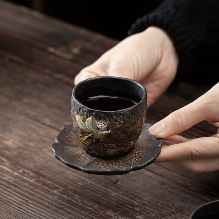 Tapete para Taza de cerámica con diseño de flor de loto Vintage , Buddha Stones, posavasos para taza de té, tapete para té de Kung Fu
