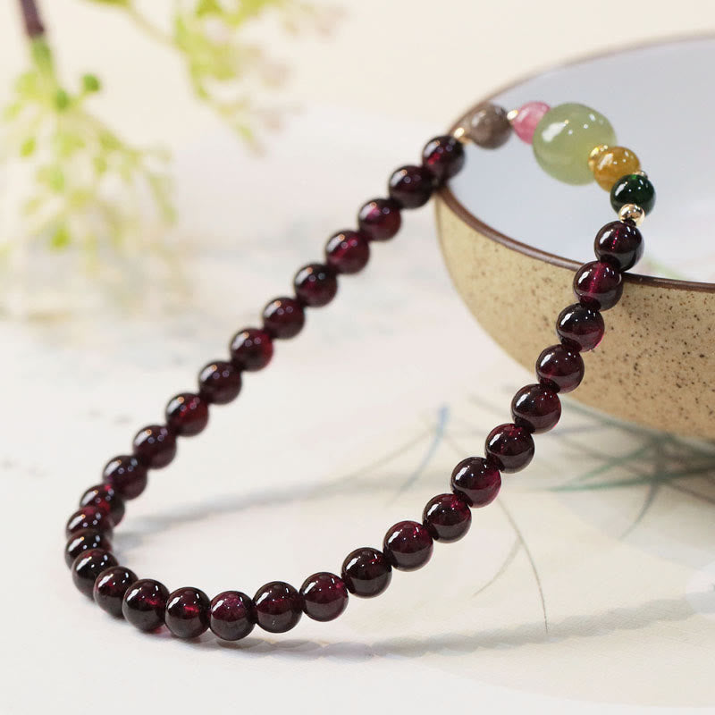 Pulsera de pasión con cuentas de turmalina y jade hetiano, granate natural, Buddha Stones
