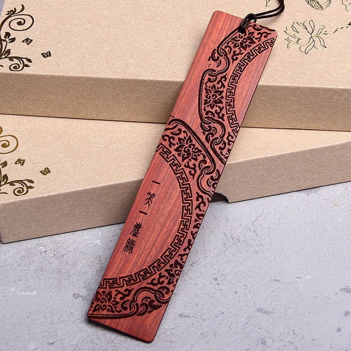 Buddha Stones, citas de iluminación Zen, madera de ébano, hoja pequeña, marcapáginas de sándalo rojo con caja de regalo