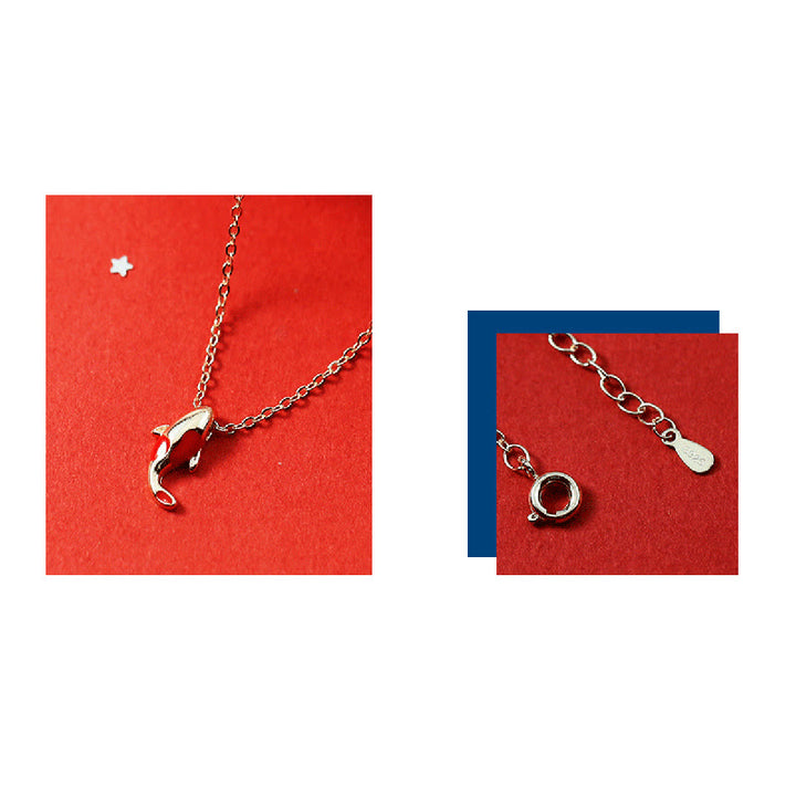 Juego de pendientes y pulsera de cuerda roja con colgante de collar de pez Koi de cobre con Buddha Stones