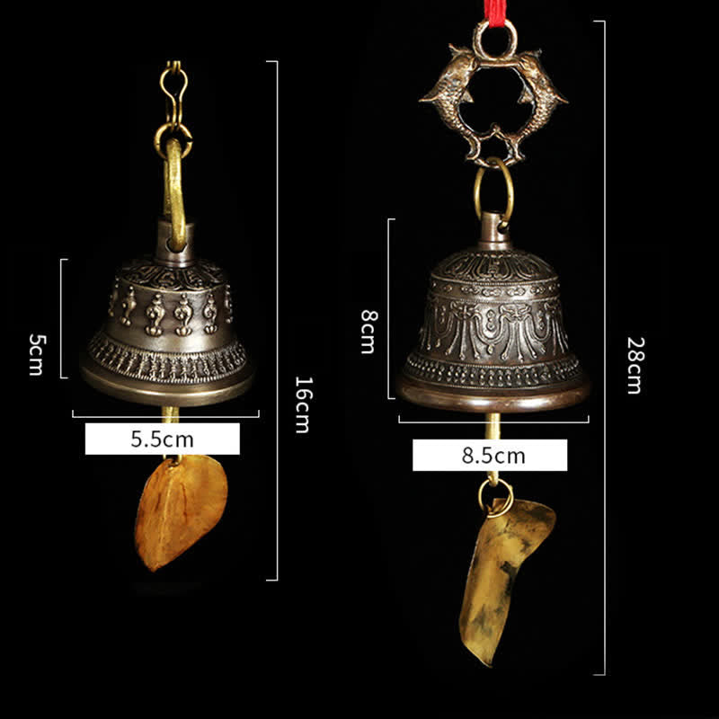 Campana de viento grabada tibetana, campana de cobre de la suerte, decoración del hogar para colgar en la pared