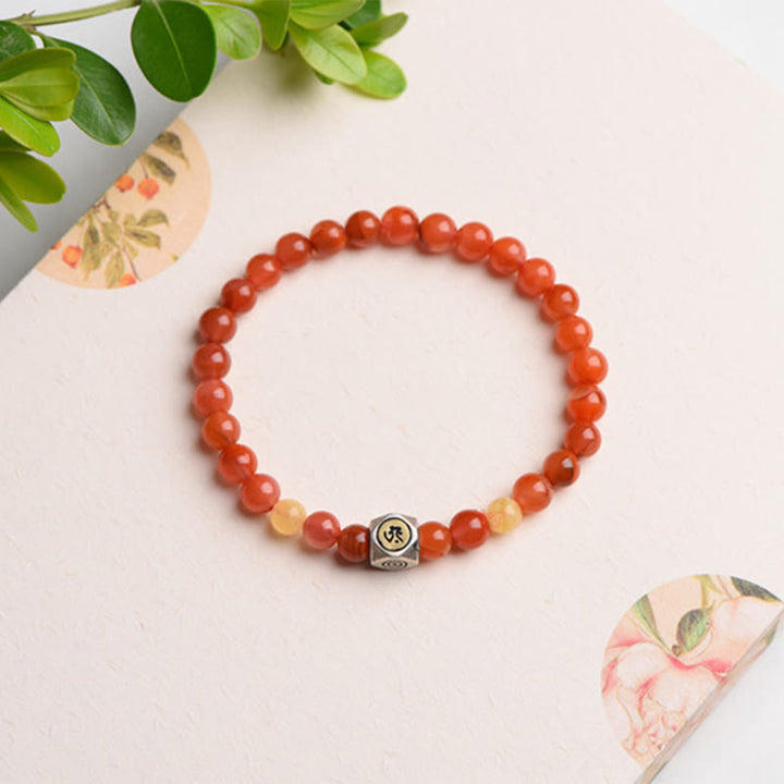Buddha Stones, Plata de Ley 925, amuleto de Buda natal del zodiaco chino, ágata roja, ámbar, pulsera de autoaceptación