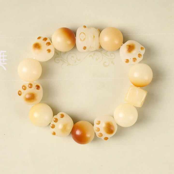 Pulsera de la paz con Buddha Stones, semilla de Bodhi Natural, sándalo, cabeza de gato bonita de la suerte, garra de pata - image 21