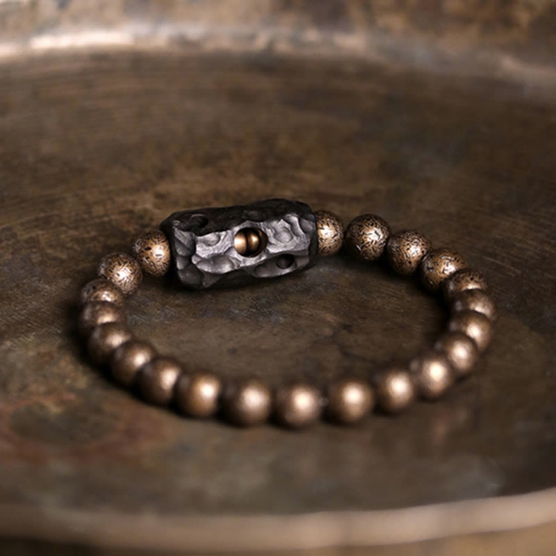 Pulsera con cuentas de equilibrio de la paz, cobre, madera de ébano del Tíbet, Buddha Stones