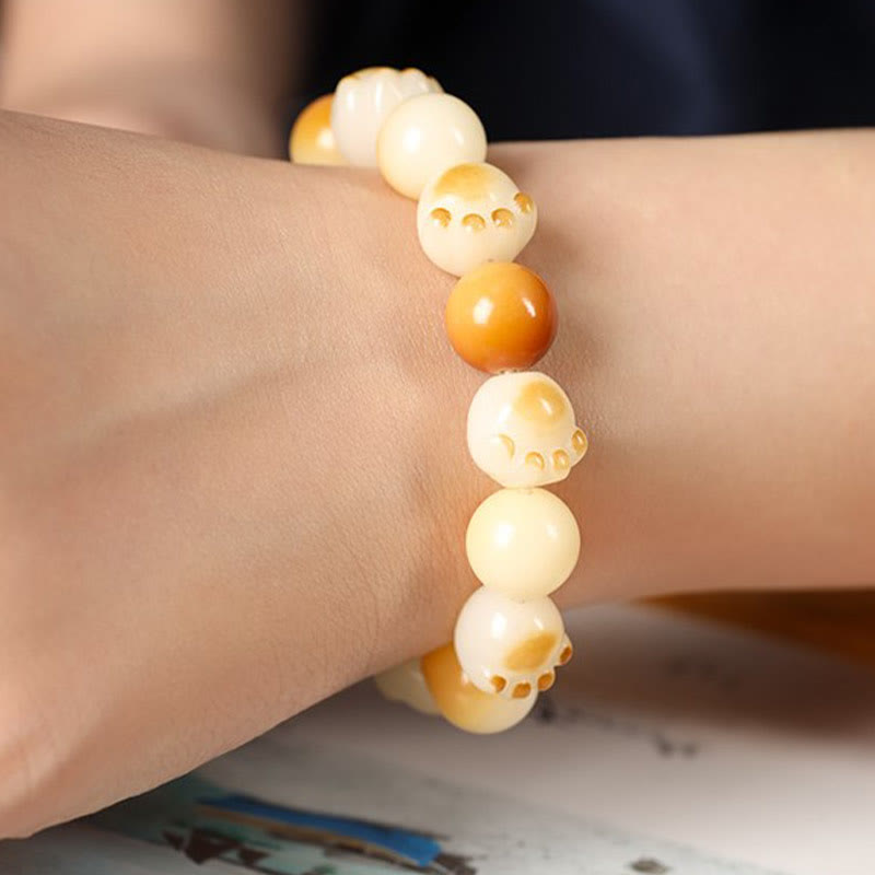 Pulsera de la paz con Buddha Stones, semilla de Bodhi Natural, sándalo, cabeza de gato bonita de la suerte, garra de pata - image 19