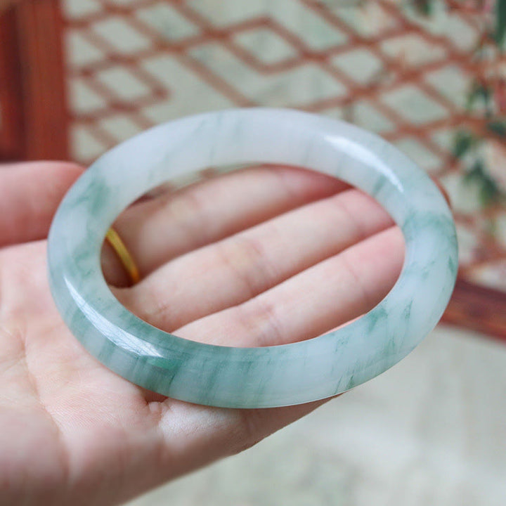 Brazalete de prosperidad de la suerte de jade natural con Buddha Stones
