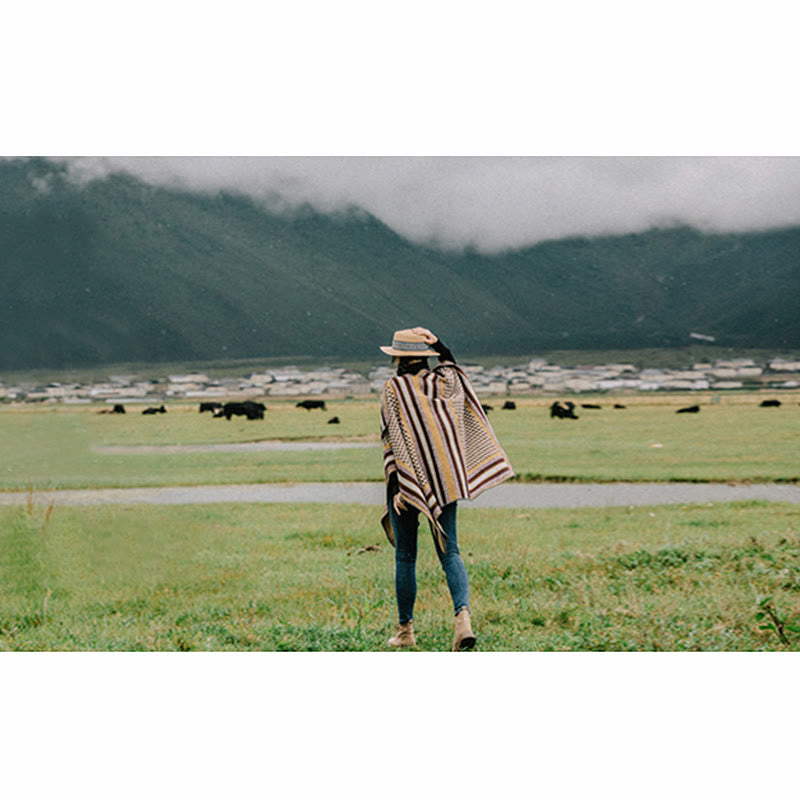 Mantón tibetano de Buddha Stones , patrón clásico, bufanda de viaje cálida y acogedora para invierno - image 19