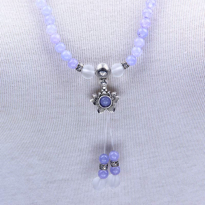 Pulsera de fuerza con cuentas de jaspe morado y Buddha Stones Mala