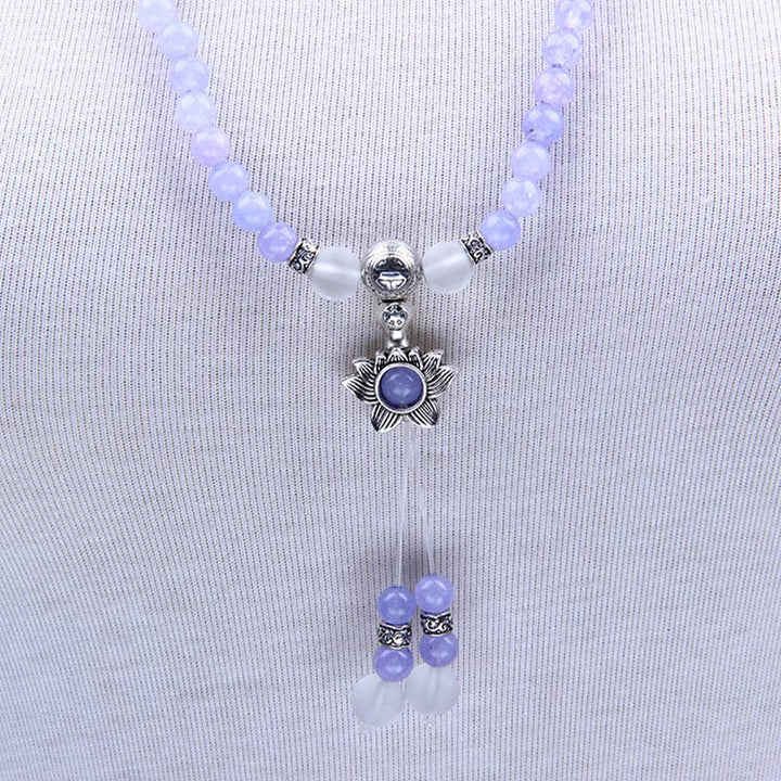 Pulsera de fuerza con cuentas de jaspe morado y Buddha Stones Mala