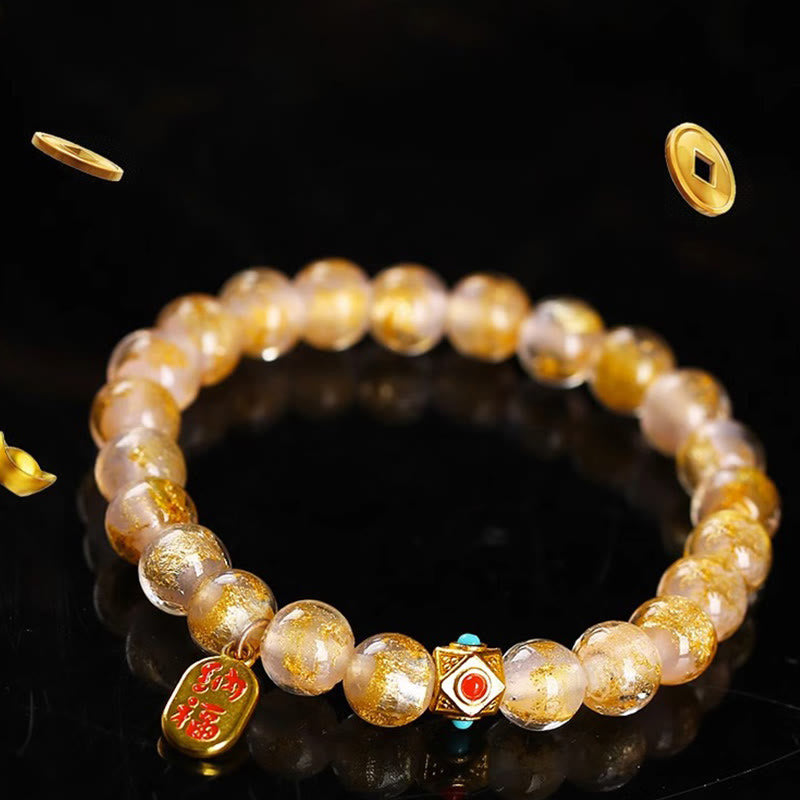 Buddha Stones, incienso tibetano, ceniza, Liuli, cuentas de cristal, Lucky Fortune Fu, pulsera con dijes de personaje