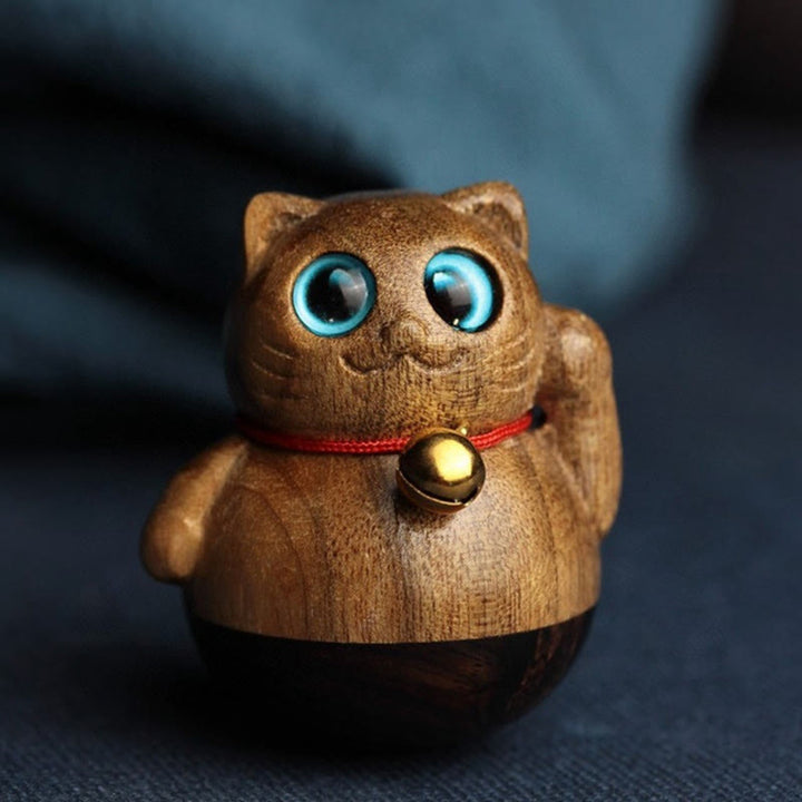 Buddha Stones Mini gato de la suerte gatito Phoebe Zhennan decoración de bendición de madera - image 17