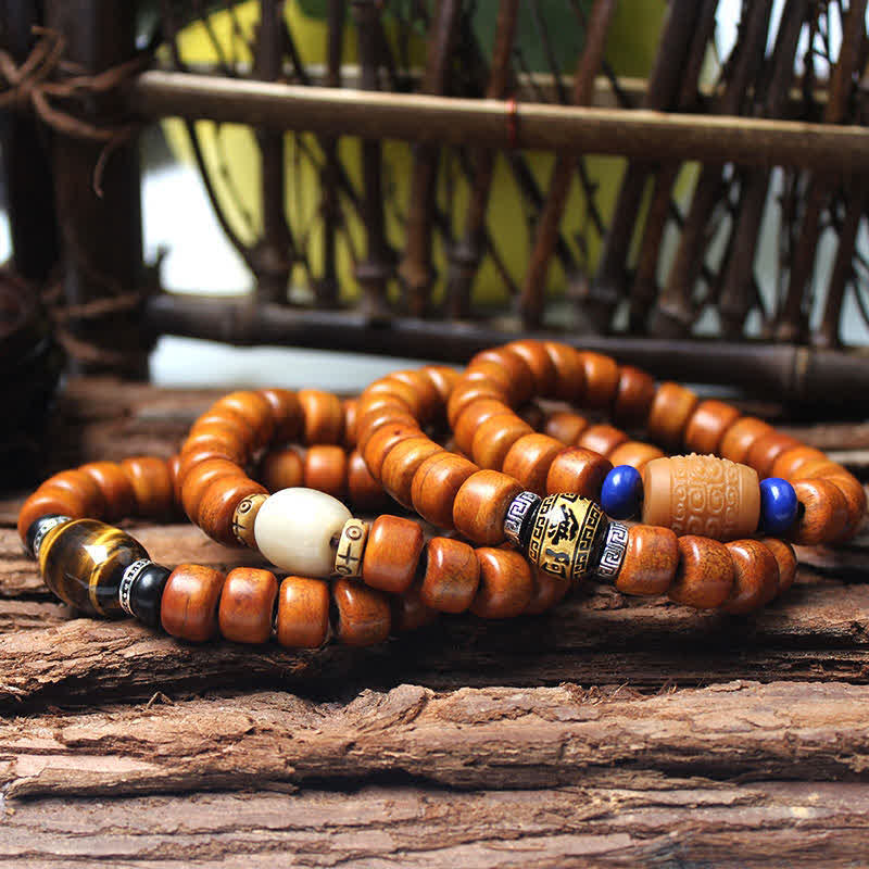 Pulsera de fuerza Om Mani Padme Hum con cuentas de hueso tibetano de piedras de Buddha Stones
