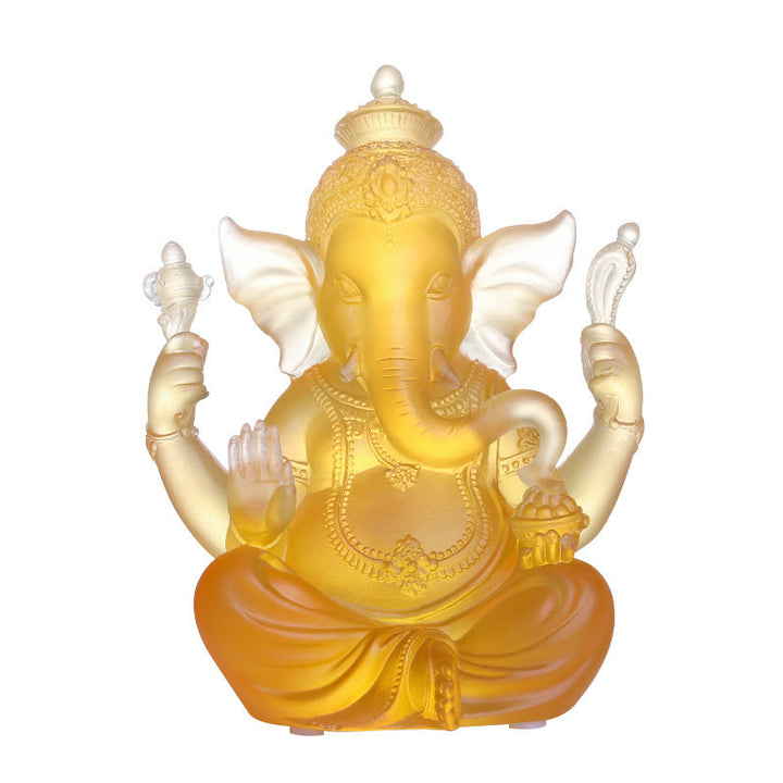 Buddha Stones hechas a mano, Ganesh Ganpati, estatuilla de elefante Liuli, pieza de arte con cristal, estatua de protección, decoración del hogar