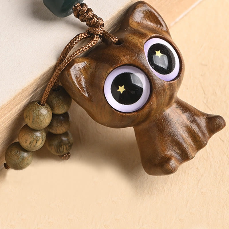 Buddha Stones de sándalo verde, gato de la suerte, pez Koi, llavero, decoración colgante para teléfono - image 19