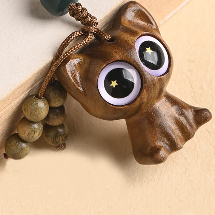 Buddha Stones de sándalo verde, gato de la suerte, pez Koi, llavero, decoración colgante para teléfono - image 19