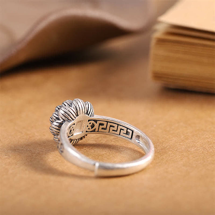 Anillo de bendición de confianza de ágata roja de loto de plata de ley 925 - image 10