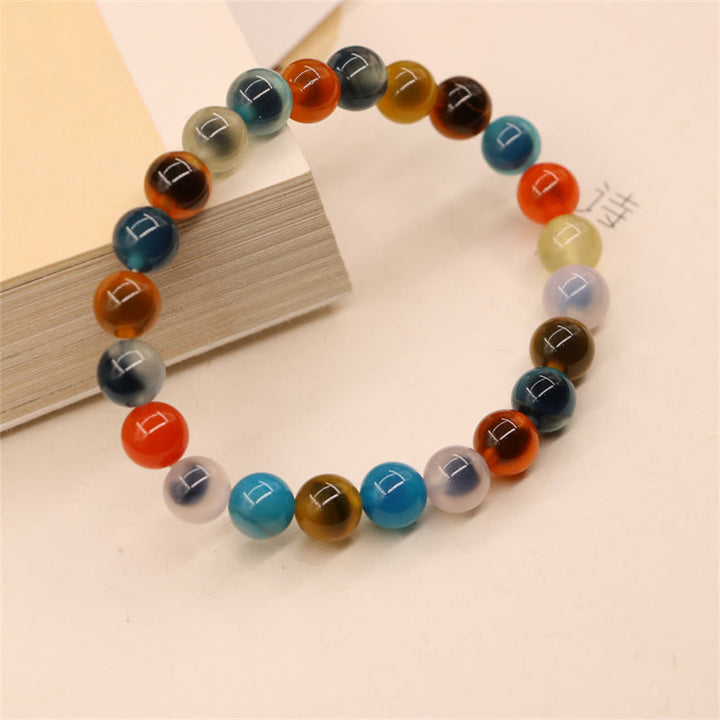 Pulsera colorida de cuentas de fuerza curativa de ágata de caramelo