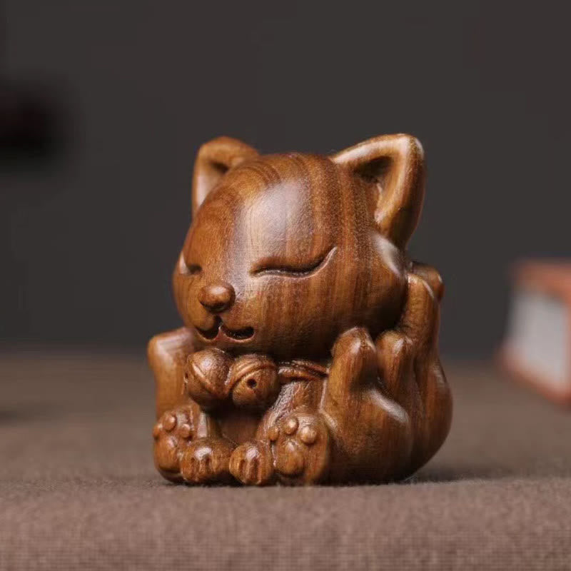 Miniatura de zorro de nueve colas, Buddha Stones, marfil, fruta, sándalo, sándalo verde, decoración bendita - image 13
