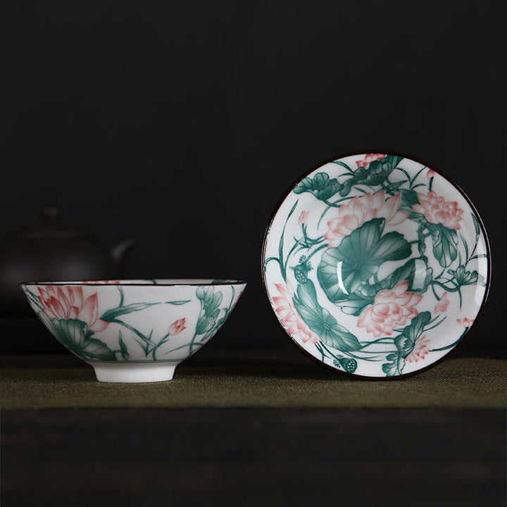 Taza de té de Buddha Stones, flores, carácter Fu, montañas, loto, flores de cerezo, taza de té de Kung Fu