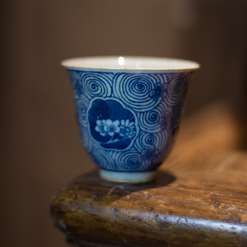 Buddha Stones Jingdezhen, porcelana azul y blanca, loto pintado a mano, flor de ciruelo, taza de té de cerámica, tazas de té de Kung Fu