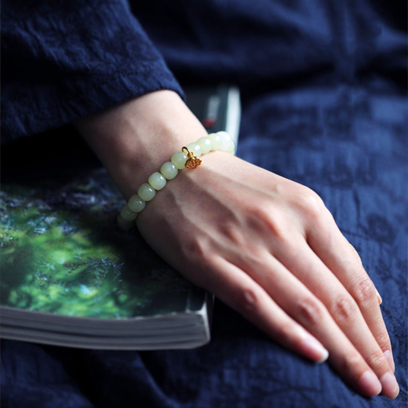 Pulsera ajustable de abundancia de loto de jade