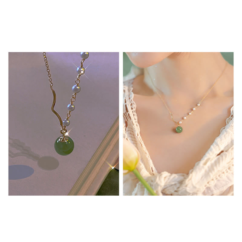 Piedras de BudaColgante de collar de cuentas de suerte de perlas de jade natural de Hetian