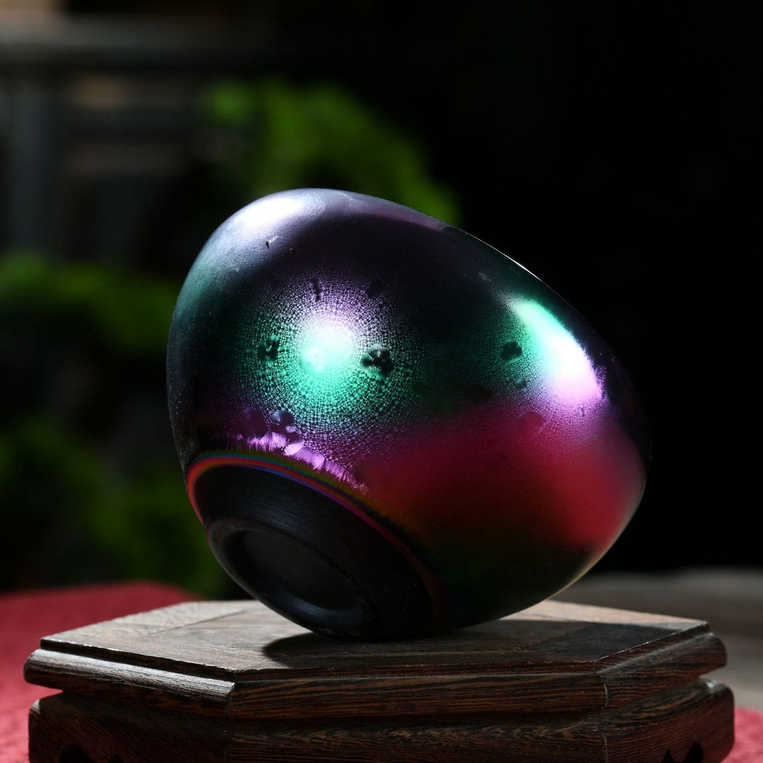 Taza de té de cerámica con incrustaciones de Jianzhan chino, con forma de Buddha Stones , loto, fénix, pez koi, pavo real, cambio de horno, taza de té de kung fu