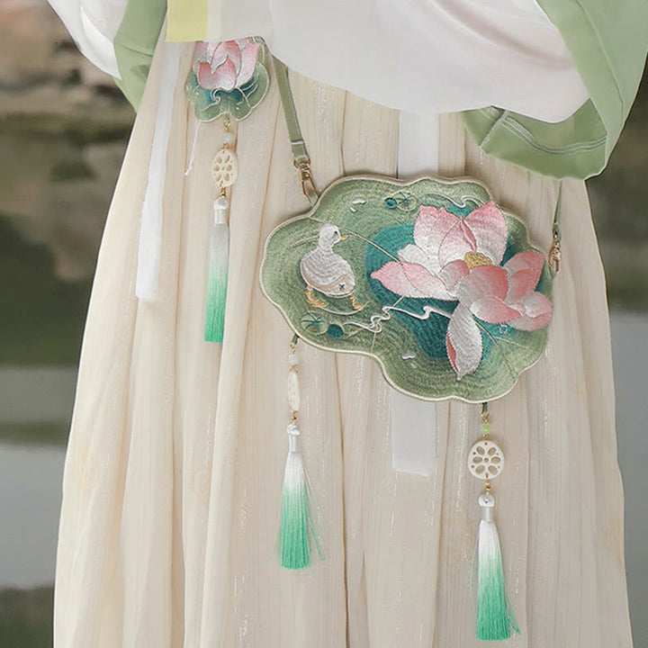Buddha Stones suerte bordado loto Koi pez conejo flor Hanfu bolso bandolera bolso de hombro - image 10
