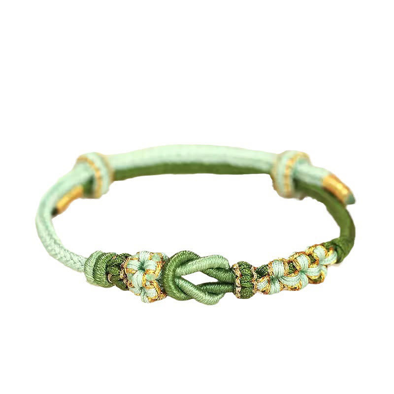 Pulsera de protección de la suerte con nudo de paz de ocho hilos con nudo de flor de melocotón hecho a mano con Buddha Stones