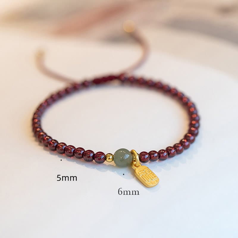 Pulsera con dije curativo de personaje Fu de la suerte, granate, cuarzo, fresa Natural, Buddha Stones