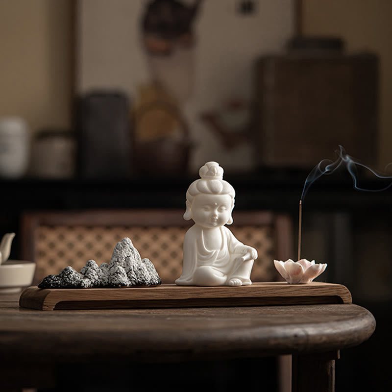 Buddha Stones, flor de loto, Tathagata Kwan Yin, Avalokitesvara Ksitigarbha, palo de cerámica para meditación, decoración de quemador de incienso