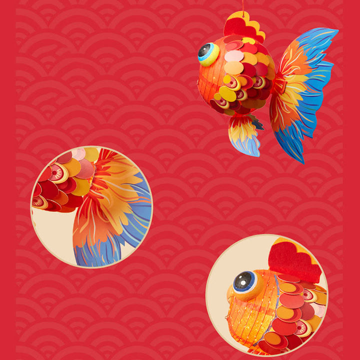 Buddha Stones DIY, buena suerte, pez Koi, lámpara de farol de papel, Festival del medio otoño, decoración de farol para niños