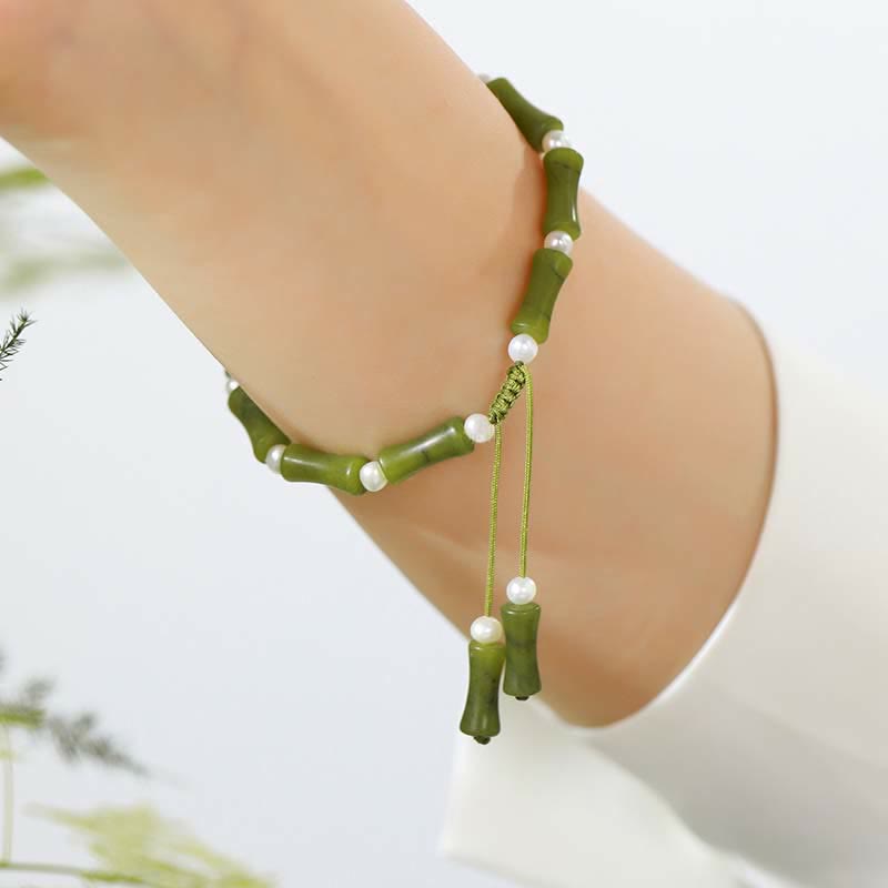 Pulsera de la paz del amor del patrón de bambú del peridoto natural de las Buddha Stones