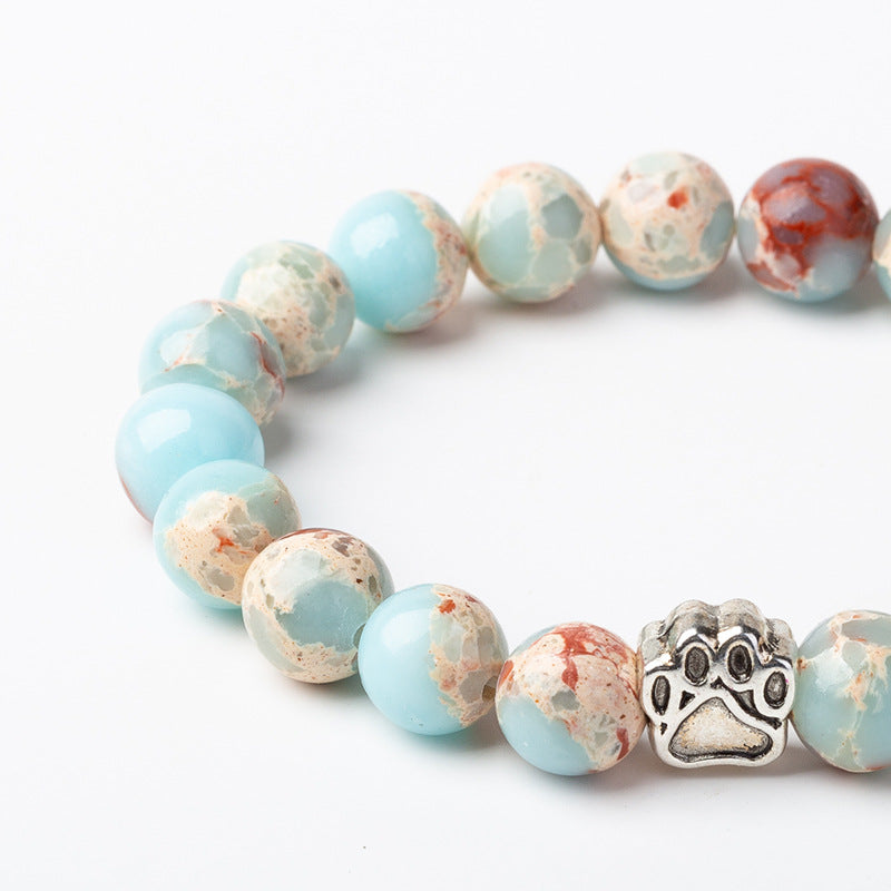 Pulsera de calma positiva con pata de perro de ágata verde de ágata india