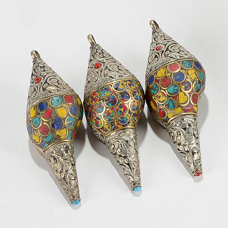 Concha tibetana hecha a mano Natural Shankha colorida concha marina riqueza decoración del hogar