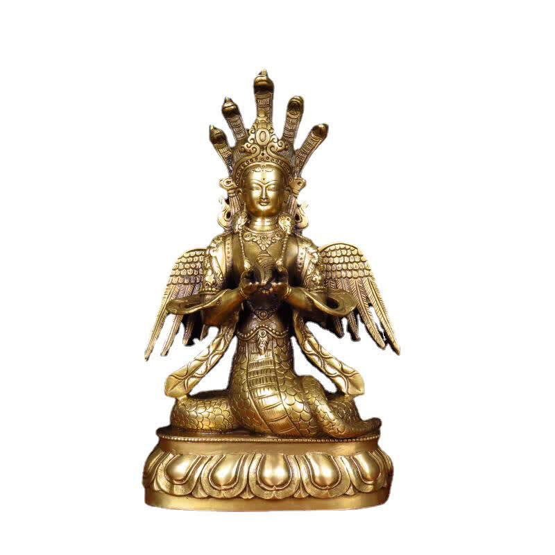 Bodhisattva Nuwa La Serpiente Hada Protección Estatua De Cobre Decoración - image 2