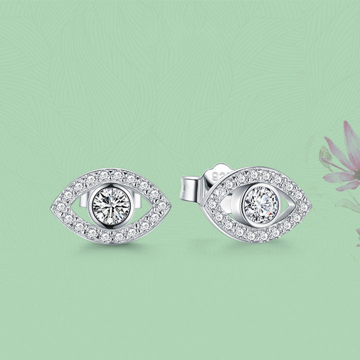 Pendientes de plata de ley 925 con Buddha Stones con símbolo del mal de ojo
