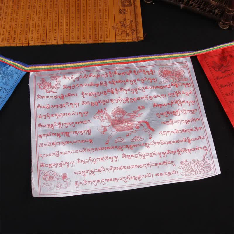 Bandera tibetana de oración al aire libre auspiciosa de caballo de viento de 5 colores