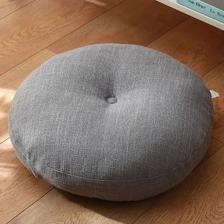 Cojín de asiento de meditación de lino con diseño Simple de loto, decoración para el hogar y la sala de estar - Desmontable - Aprox. 40 cm × 10 cm (puede haber una ligera variación) - Gris oscuro - image 0