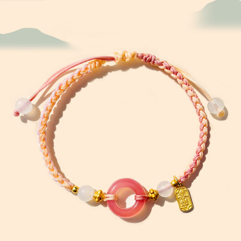 Pulsera trenzada hecha a mano con hebilla de la paz y ágata de la paz y la alegría de las Buddha Stones